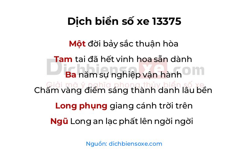 Dịch thơ biển số 13375