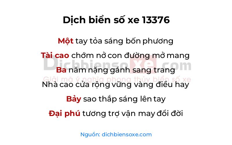 Dịch thơ biển số 13376