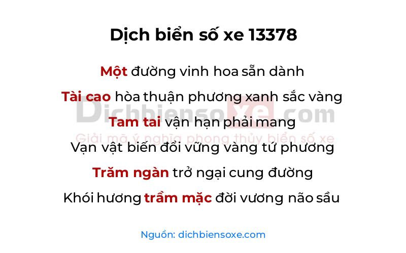Dịch thơ biển số 13378