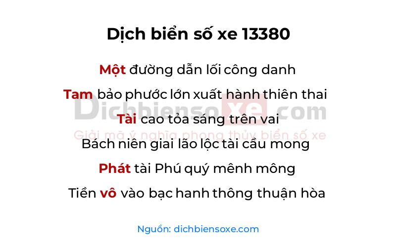 Dịch thơ biển số 13380