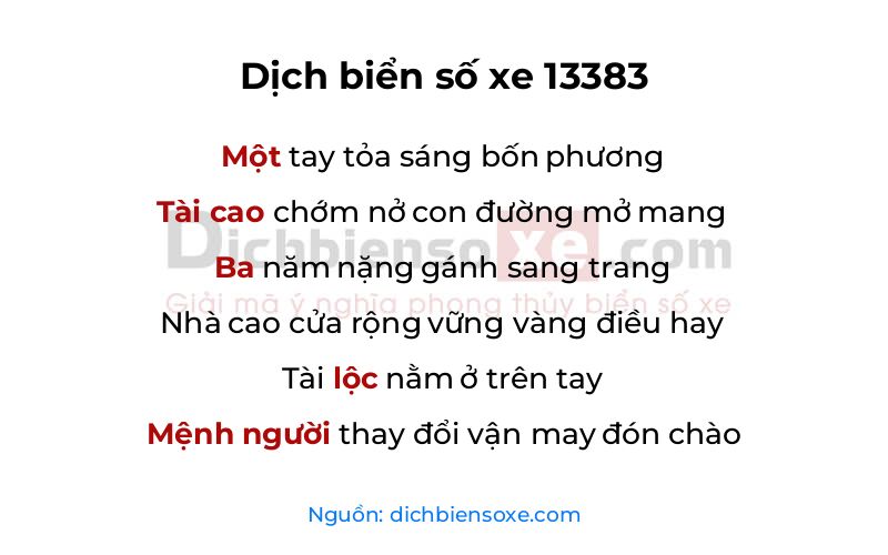 Dịch thơ biển số 13383