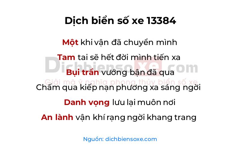 Dịch thơ biển số 13384