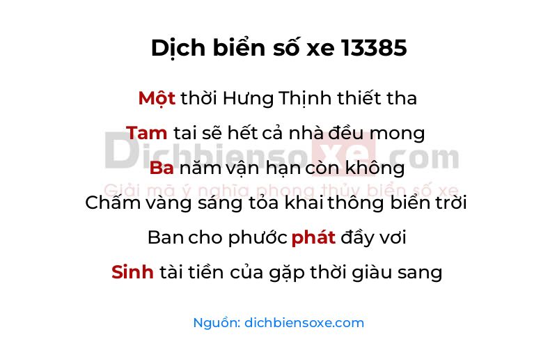 Dịch thơ biển số 13385