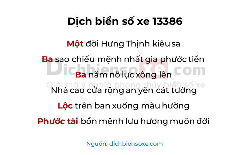 Dịch thơ biển số 13386