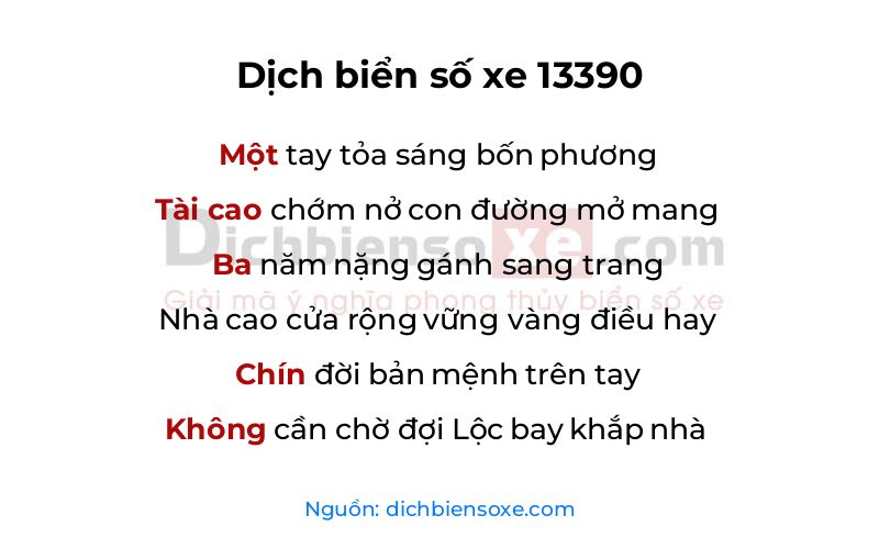 Dịch thơ biển số 13390