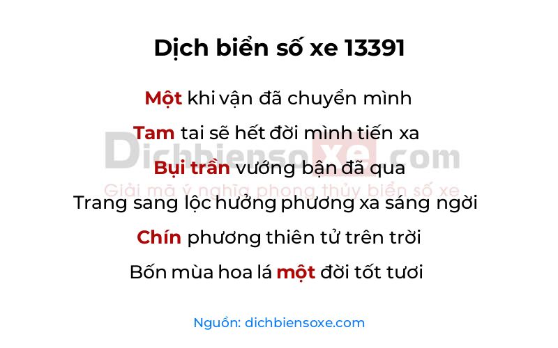Dịch thơ biển số 13391
