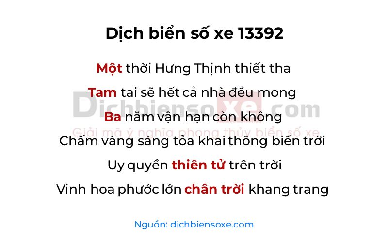Dịch thơ biển số 13392