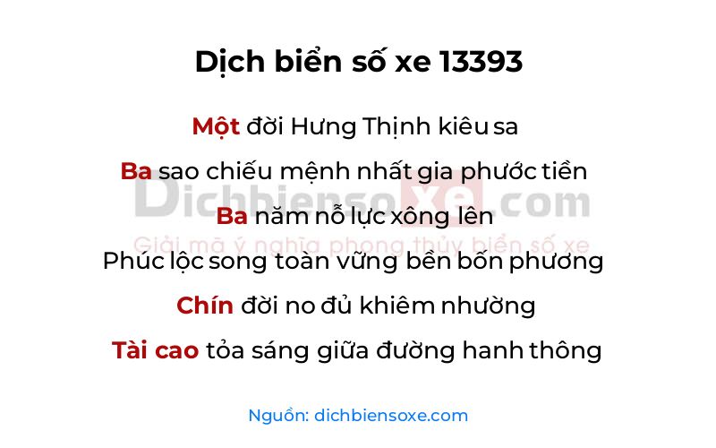 Dịch thơ biển số 13393