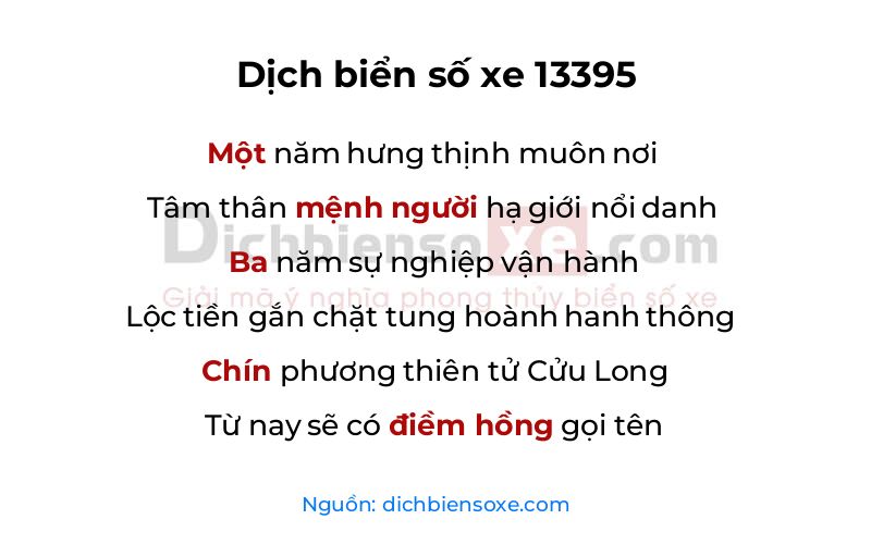 Dịch thơ biển số 13395