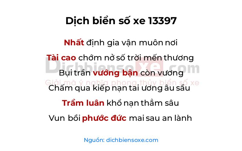 Dịch thơ biển số 13397