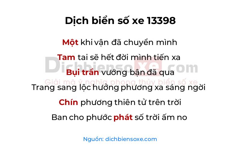Dịch thơ biển số 13398