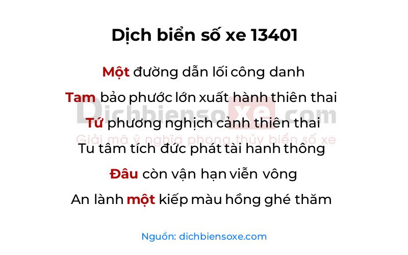 Dịch thơ biển số 13401