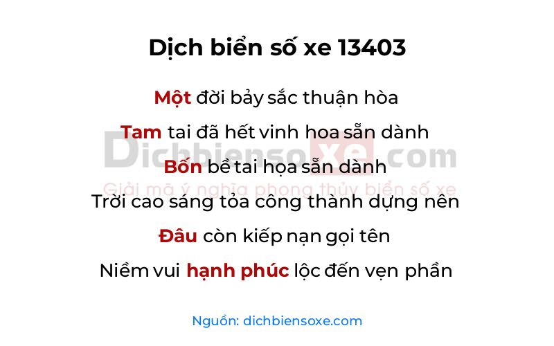 Dịch thơ biển số 13403