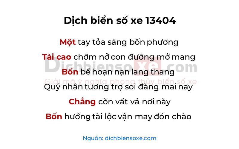 Dịch thơ biển số 13404