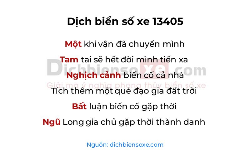 Dịch thơ biển số 13405