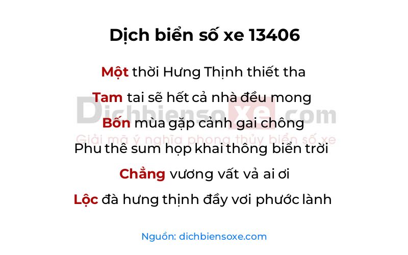 Dịch thơ biển số 13406
