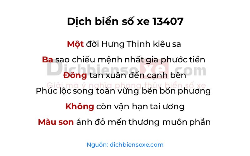 Dịch thơ biển số 13407