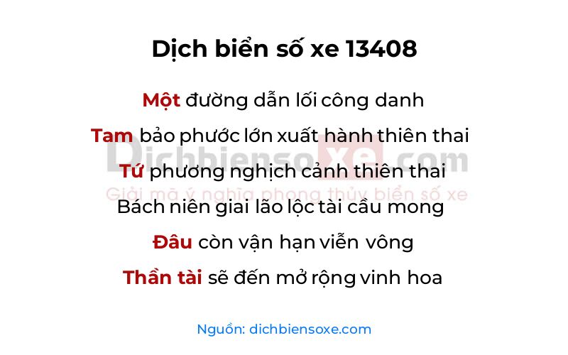 Dịch thơ biển số 13408