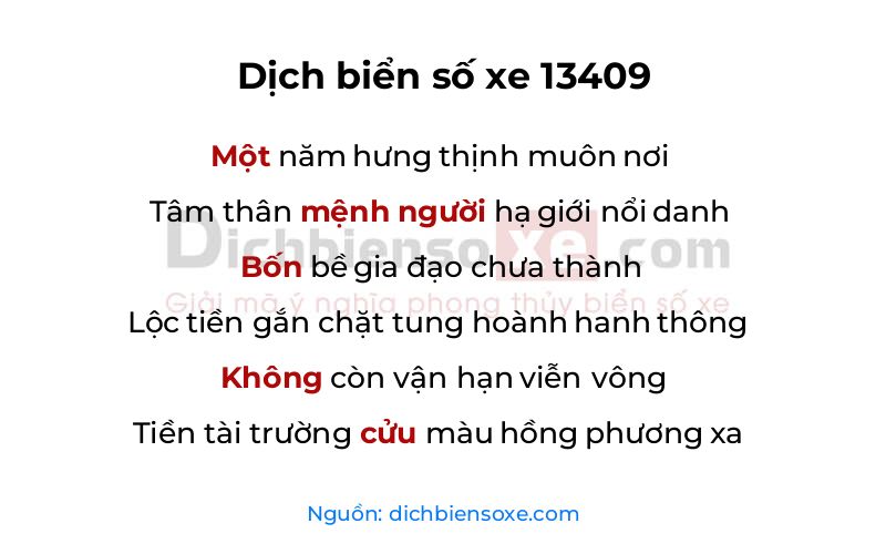 Dịch thơ biển số 13409