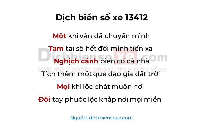 Dịch thơ biển số 13412