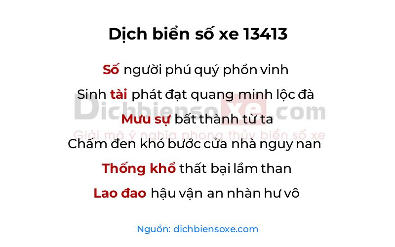 Dịch thơ biển số 13413
