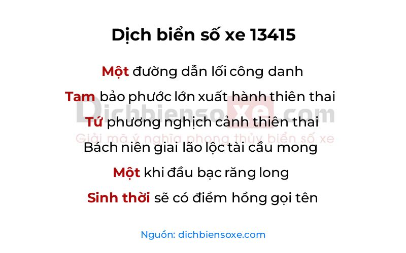 Dịch thơ biển số 13415