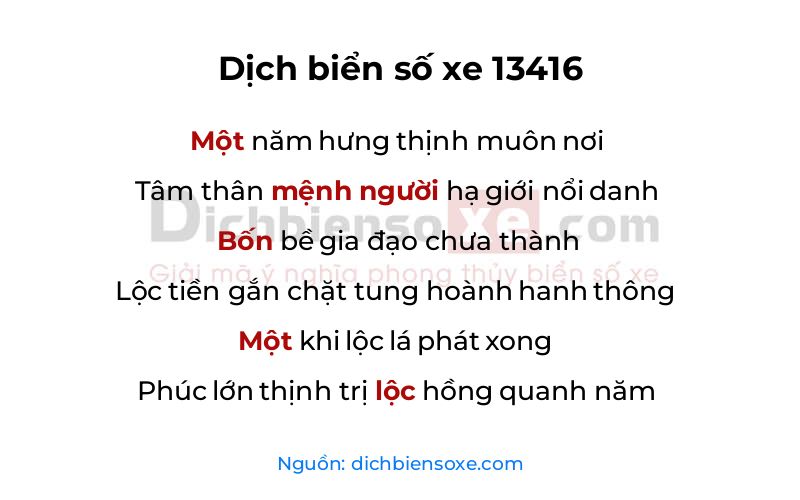 Dịch thơ biển số 13416