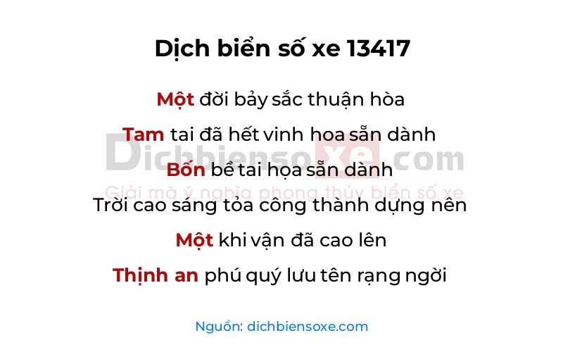 Dịch thơ biển số 13417