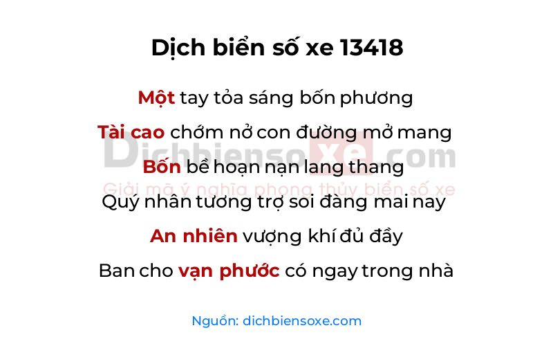 Dịch thơ biển số 13418