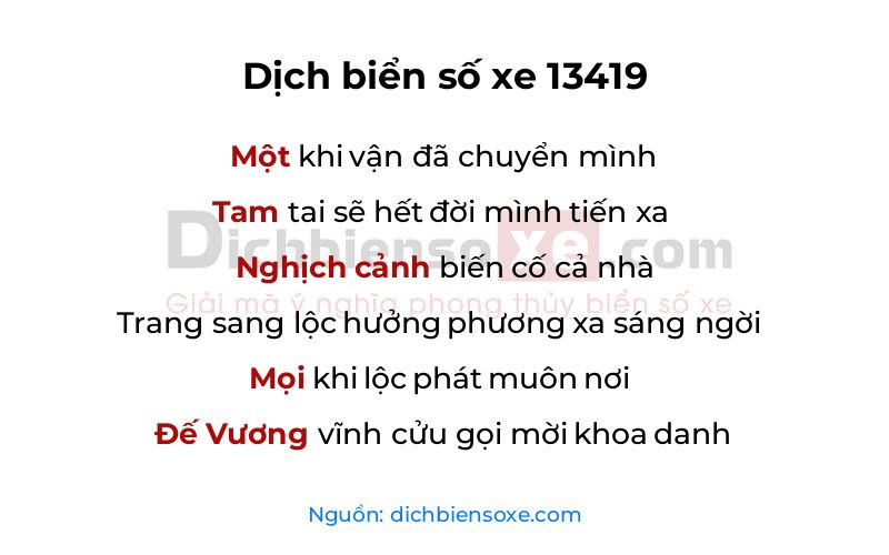 Dịch thơ biển số 13419