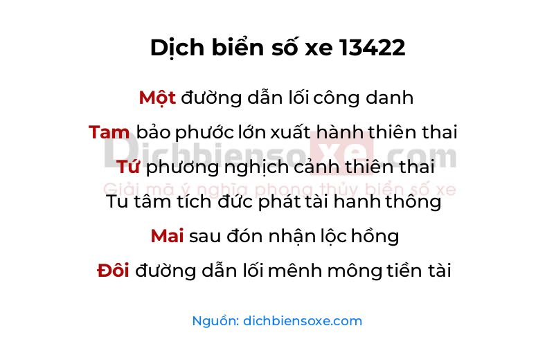 Dịch thơ biển số 13422