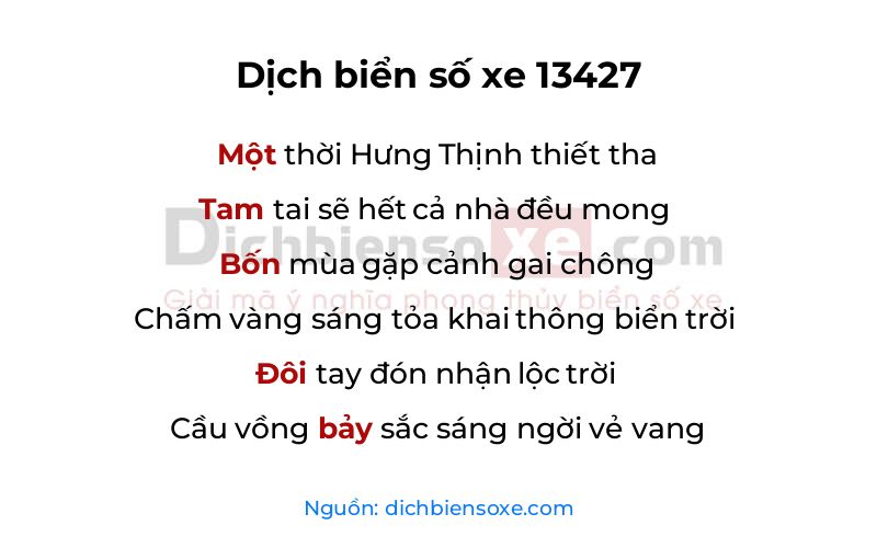 Dịch thơ biển số 13427