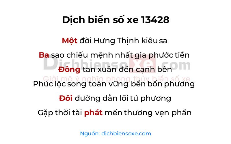 Dịch thơ biển số 13428