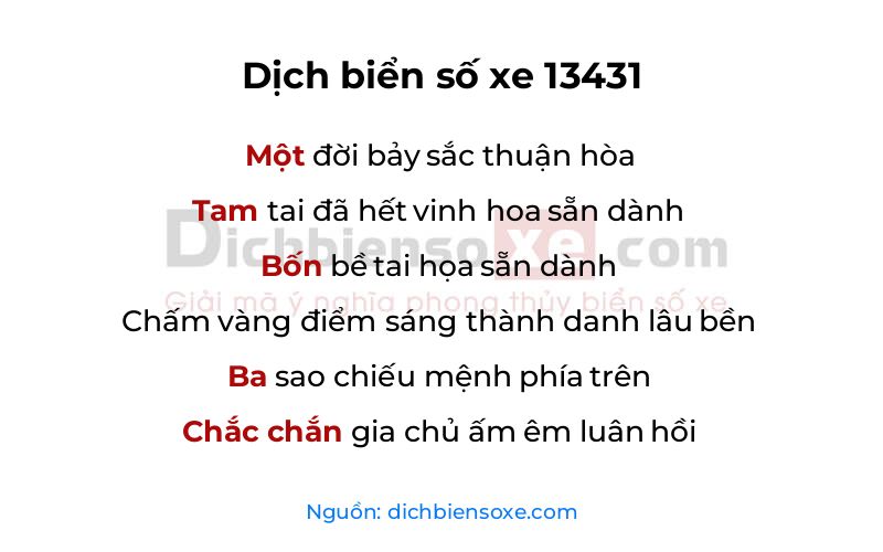 Dịch thơ biển số 13431
