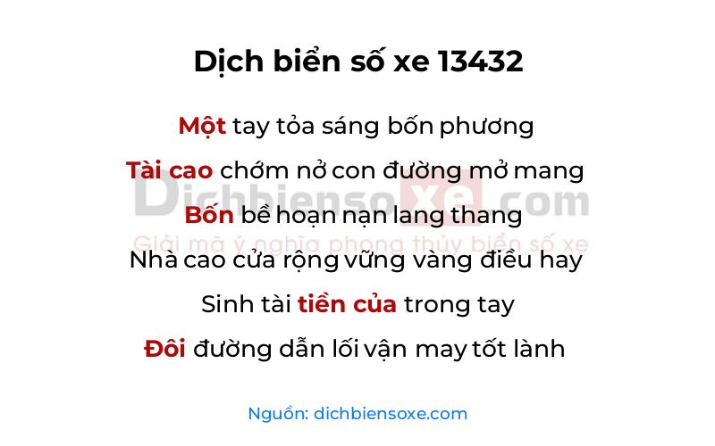 Dịch thơ biển số 13432