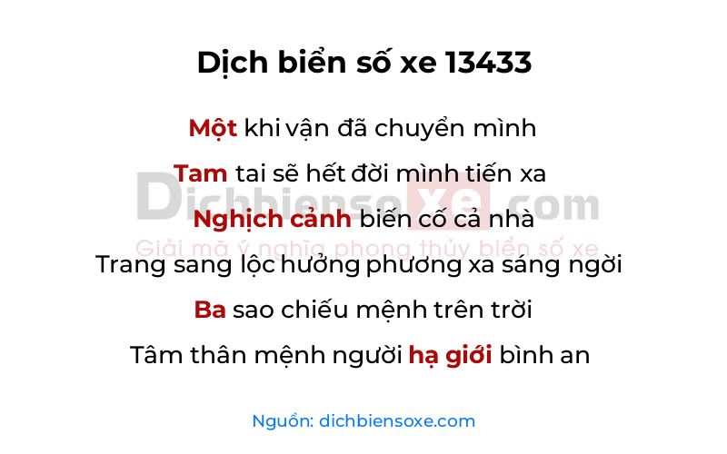 Dịch thơ biển số 13433