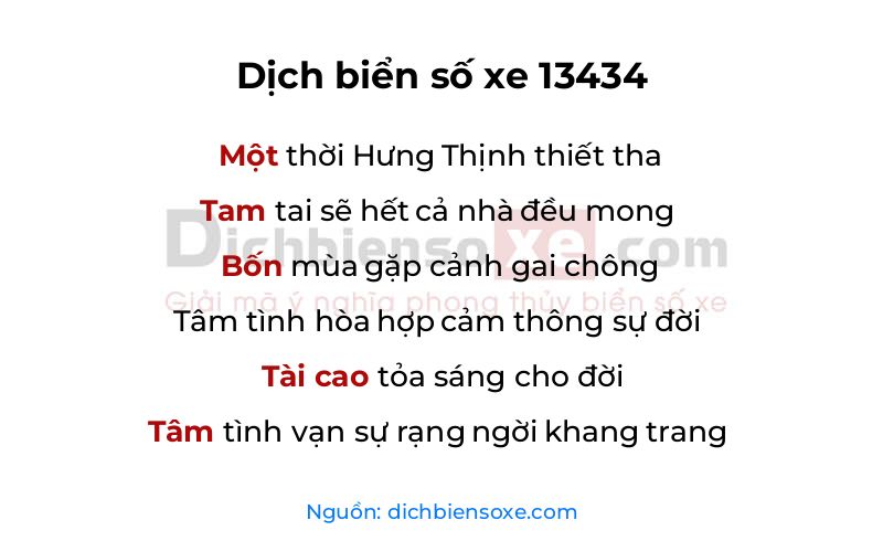 Dịch thơ biển số 13434