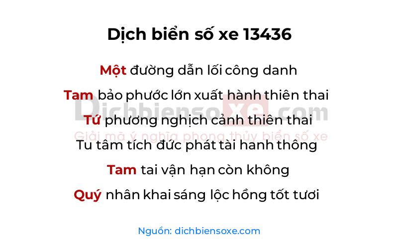 Dịch thơ biển số 13436