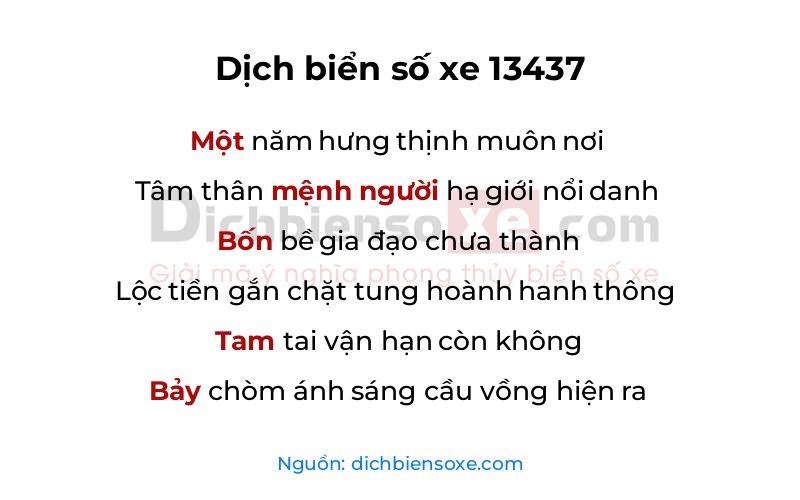 Dịch thơ biển số 13437