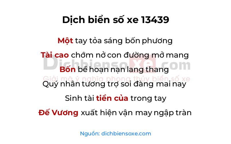 Dịch thơ biển số 13439