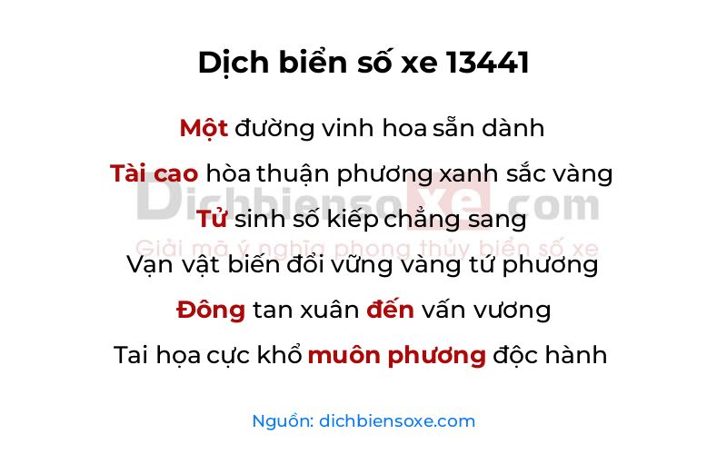 Dịch thơ biển số 13441