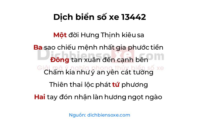 Dịch thơ biển số 13442