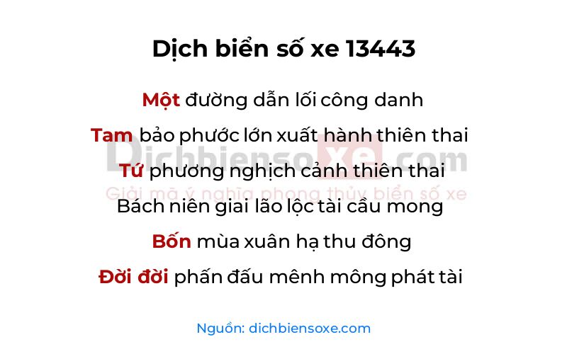 Dịch thơ biển số 13443