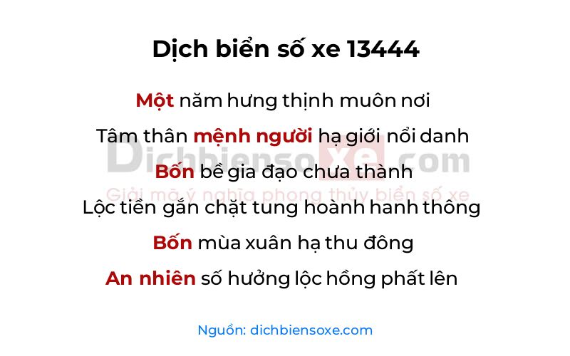 Dịch thơ biển số 13444