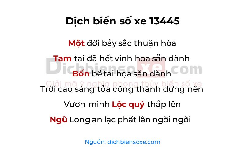 Dịch thơ biển số 13445