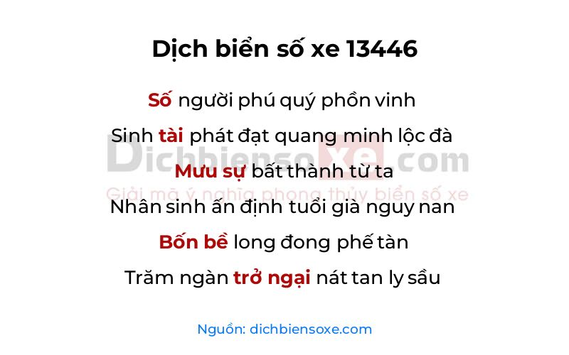 Dịch thơ biển số 13446