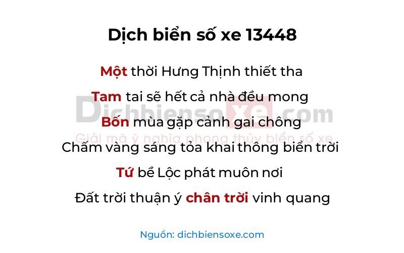 Dịch thơ biển số 13448