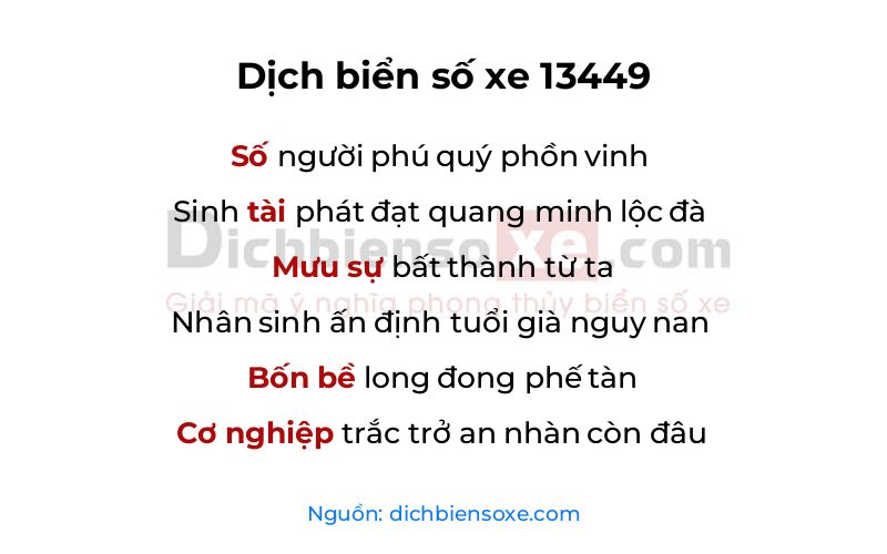 Dịch thơ biển số 13449
