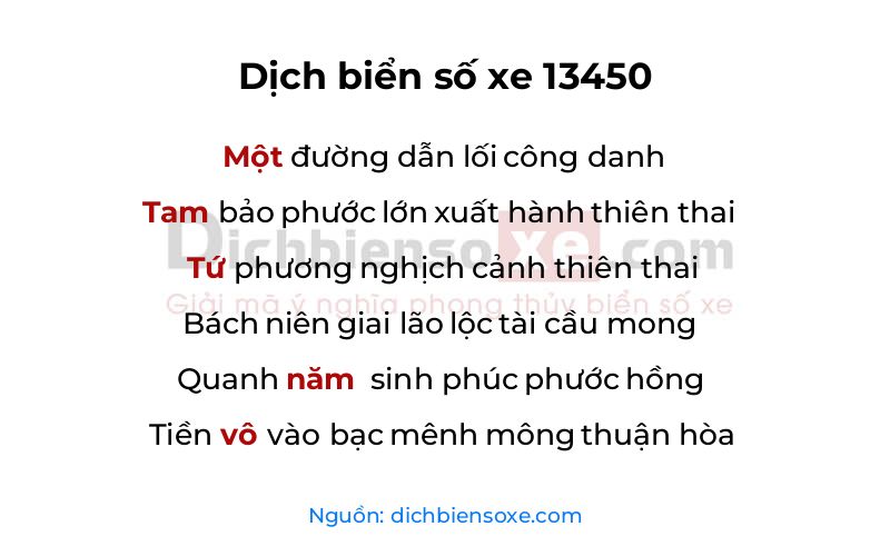 Dịch thơ biển số 13450