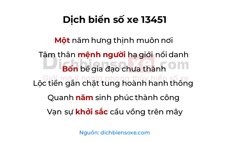 Dịch thơ biển số 13451